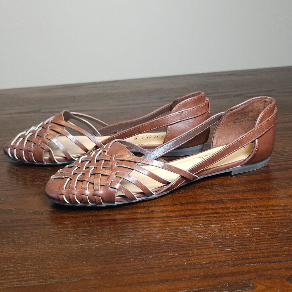 Journee Collection Ekko Woven Flats Brown Faux Leather Women’s Size 8